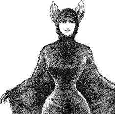 Woman dressed in Halloween Bat Costume