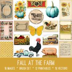 vintage Fall at the Farm ephemera bundle