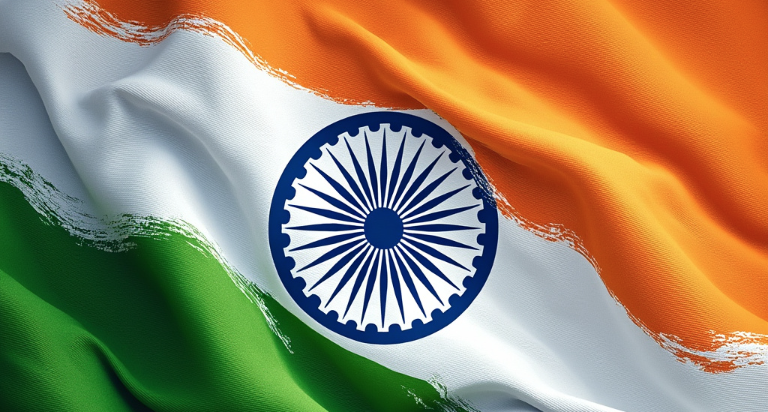 Indian national flag waving in the wind