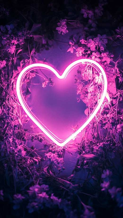 pink neon heart wallpaper iphone