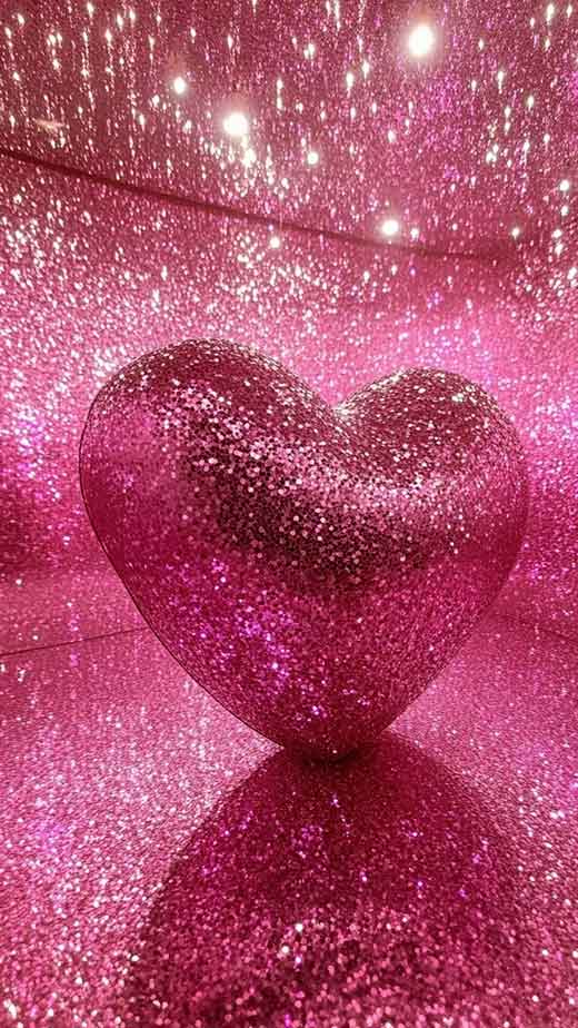 glittery pink heart wallpaper fr valentines day 