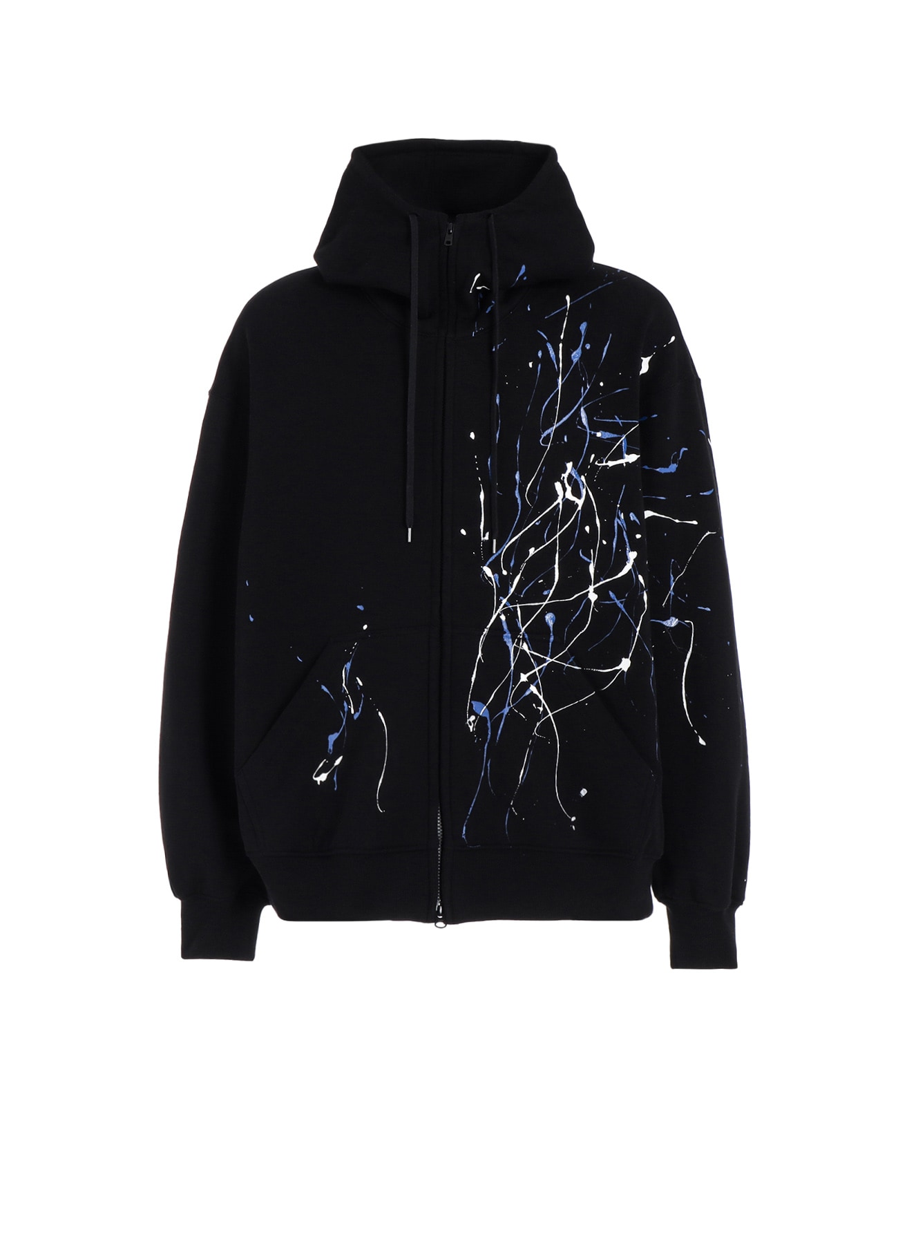 FRENCH TERRY SPLASH PAINTED ZIP-UP HOODIE BLUE