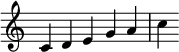 {
\override Score.TimeSignature #'stencil = ##f
\relative c' {\time 5/4 c d e g a c} }