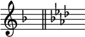 { \omit Score.TimeSignature \key f \major s8^"" \bar "||" \key aes \major s^""}