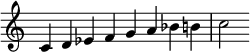  {
\override Score.TimeSignature #'stencil = ##f
\relative c' {\clef treble \time 8/4 c4 d es f g a bes b c2} }