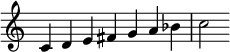  {
\override Score.TimeSignature #'stencil = ##f
\relative c' {\clef treble \time 7/4 c4 d e fis g a bes c2} }