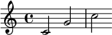  \relative c' { \clef treble \time 4/4 c2 g' | c } 