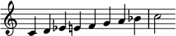  {
\override Score.TimeSignature #'stencil = ##f
\relative c' {\clef treble \time 8/4 c4 d es e f g a bes c2} }