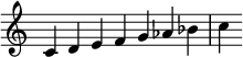 {
\override Score.TimeSignature #'stencil = ##f
\relative c' {\time 7/4 c d e f g as bes c} }