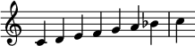 {
\override Score.TimeSignature #'stencil = ##f
\relative c' {\time 7/4 c d e f g a bes c} }