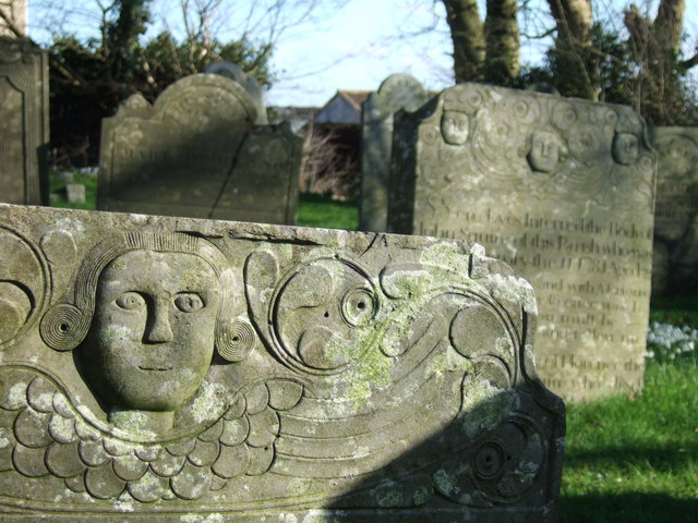 File:Carvings on gravestones at Inwardleigh - geograph.org.uk - 331697.jpg