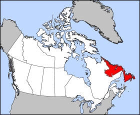 Mapa ning Canada a mika Newfoundland and Labrador highlighted