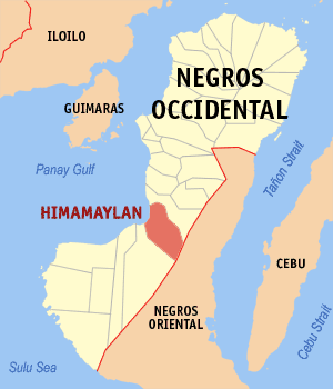 Mapa sa Negros Occidental nga nagapakita kon asa nahimutang ang Dakbayan sa Himamaylan