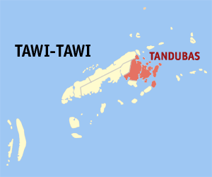 Mapa sa Tawi-Tawi nga nagpakita sa nahimutangan sa Tandubas.