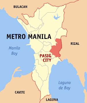 Mapa ti Metro Manila a mangipakita iti lokasion ti Siudad ti Pasig