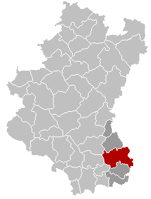 Luxembourgprovinsen med Arlondistriktet markerat.