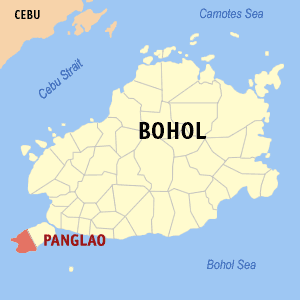 Mapa sa Bohol nga nagapakita kon asa nahimutangan ang Panglao