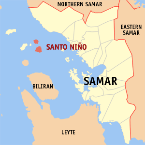 Mapa han Samar nga Probinsya nga nagpapakita kon hain an Santo Niño