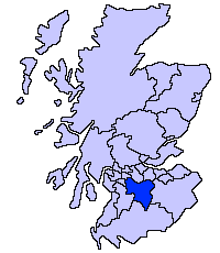 Местоположение на Южен Ланаркшър в Шотландия