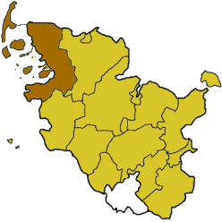 Lage des Kreises Nordfriesland in Schleswig-Holstein