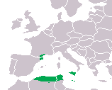 Distribuição geográfica do Discoglossus pictus.