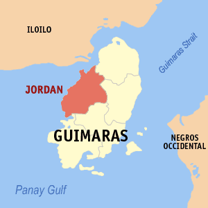 Mapa sa Guimaras nga nagpakita kon asa nahimutang ang Jordan