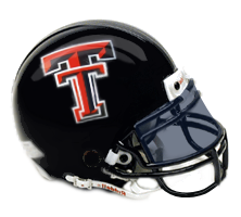 Rendering of a Texas Tech Red Raiders football helmet (tinted visors are no longer used)