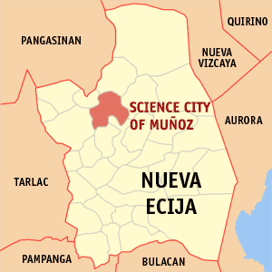 Mapa han Nueva Ecija nga nagpapakita kon hain an Syudad hin Siyensya han Muñoz