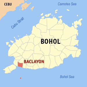 Bản đồ Bohol với vị trí của Baclayon