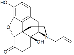 Molecular structure of naloxone.