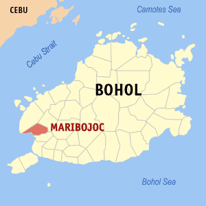 Bản đồ Bohol với vị trí của Maribojoc