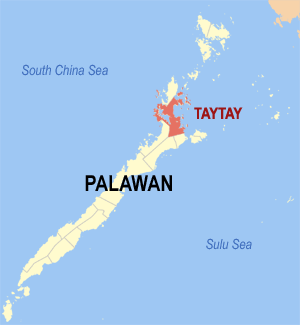 Bản đồ Palawan với vị trí của Taytay