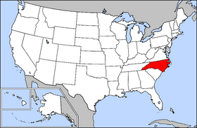 Mapa ning United States with North Carolina highlighted