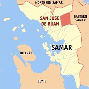 Mapa han Samar nga Probinsya nga nagpapakita kon hain an San Jose De Buan