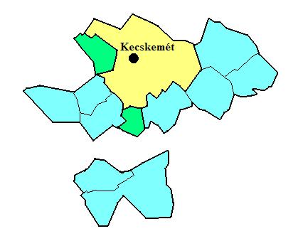 Kecskemét közigazgatási térképe