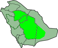 Arvio Nejdin sulttaanikunnan laajuudesta Saudi-Arabian nykyisen provinssijaon mukaan.