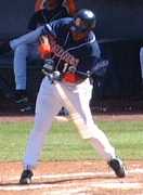 Baseball player Tony Gwynn swinging a bat