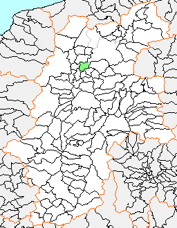 大岡村の県内位置図