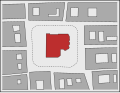 Posizione dell'antica cattedrale di Alessandria inserita nel tessuto urbano a tutto l'anno 2021