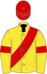 Yellow, Red sash, armlets and cap