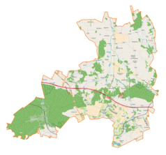 Mapa konturowa gminy wiejskiej Zgierz, po prawej znajduje się punkt z opisem „Kębliny”