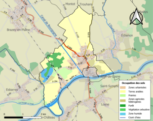 Carte en couleurs présentant l'occupation des sols.