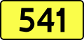 English: Sign of DW 541 with oficial font Drogowskaz and adequate dimensions.