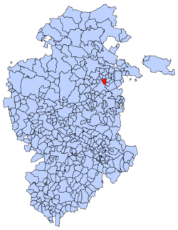 Municipal location of Grisaleña in Burgos province