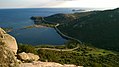 Vista della torre di porto Budello e dell'isola rossa da Monte Aidu.