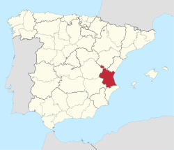 Map o Spain wi Province o València heichlichtit