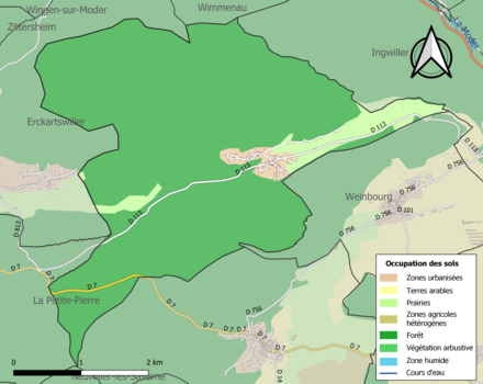 Carte en couleurs présentant l'occupation des sols.