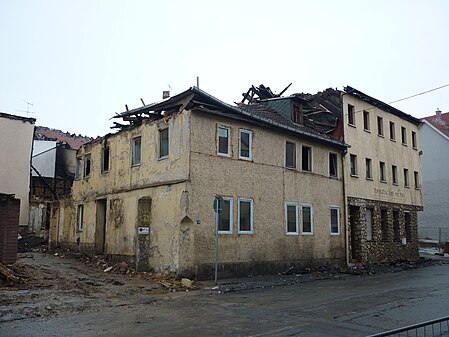 Die Bachstraße nach dem Großbrand am 19. Februar 2010