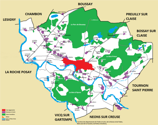 Carte d'Yzeures-sur-Creuse