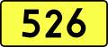 English: Sign of DW 526 with oficial font Drogowskaz and adequate dimensions.